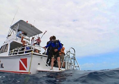 a scuba diver on a boat